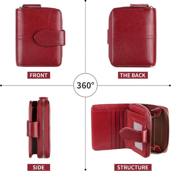 Women's Leather Wallet Small RFID Bifold Card Holder Compact Travel - Picture 3 of 8